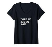 Donna This Is My Alto Sax Shirt - Saxophone Band Maglietta con Collo a V