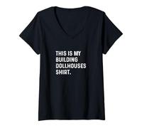 Donna This Is My Building Casa delle bambole Camicetta Bambole Hobby Miniatura Maglietta con Collo a V