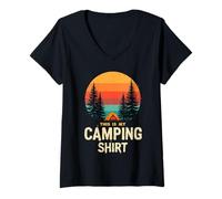 Donna This is my camping Maglietta con Collo a V