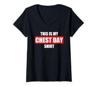 Donna This is my chest day Kraftsport Gym divertente bodybuilding Maglietta con Collo a V