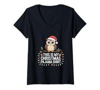 Donna This Is My Christmas Pigiama Shirt Christmas Maglietta con Collo a V