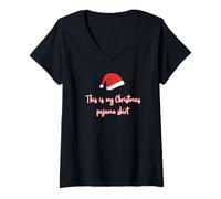 Donna This is My Christmas Pigiama Shirt Funny Maglietta con Collo a V
