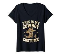 Donna This Is My Cowboy Cowgirl Costume Western Country Rodeo Maglietta con Collo a V