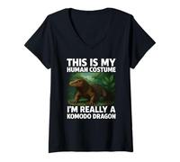 Donna This Is My Human Costume I'm A Komodo Dragon Halloween Facile Maglietta con Collo a V