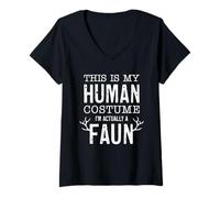 Donna This Is My Human Costume I'm Really A Faun Divertente Halloween Maglietta con Collo a V