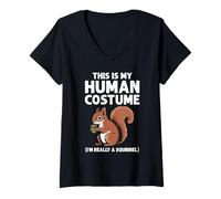Donna This Is My Human Costume I'm Really A Squirrel Halloween Maglietta con Collo a V