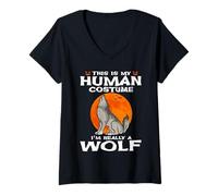 Donna This Is My Human Costume I'm Really A Wolf Halloween Maglietta con Collo a V