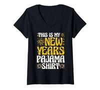 Donna This is My New Year Pigiama Shirt Divertente Felice Anno Nuovo 2026 Maglietta con Collo a V