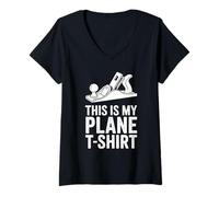 Donna This Is My Only Plane T-shirt Woodworker Puns Lavorazione del legno Maglietta con Collo a V