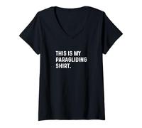 Donna This Is My Parapendio Shirt - Parapendio Fly Flying Plane Maglietta con Collo a V