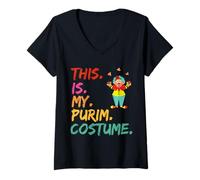 Donna This is My Purim Costume Funny Clown Maglietta con Collo a V
