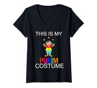Donna This is My Purim Costume Funny Clown Maglietta con Collo a V
