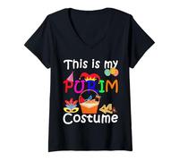 Donna This is My Purim Costume Funny Jewish Maglietta con Collo a V
