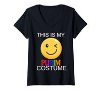 Donna This is My Purim Costume Funny Jewish Maglietta con Collo a V