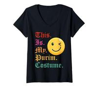 Donna This is My Purim Costume Funny Jewish Maglietta con Collo a V