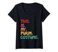 Donna This is My Purim Costume Funny Maglietta con Collo a V