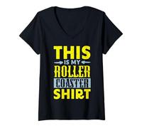 Donna This Is My Roller Coaster Shirt Rollercoaster Giro di Divertimento Maglietta con Collo a V