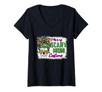 Donna This Is My Scary Leopard Mom Halloween Costume Maglietta con Collo a V