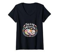Donna This Is My Self Care Day Relaxation Mode Cozy |- Maglietta con Collo a V