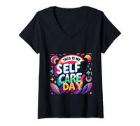 Donna This Is My Self Care Day Relaxation Mode Cozy ||- Maglietta con Collo a V