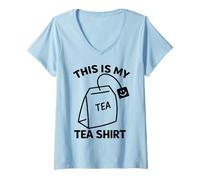 Donna This Is My Tea Shirt Clever Pun for Tea Bevitore Maglietta con Collo a V