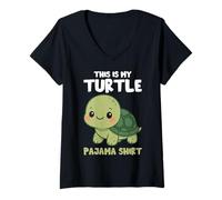 Donna This Is My Turtle Pigiama Shirt Cute Design Maglietta con Collo a V