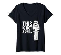 Donna This Is Not A Drill Funny Jigsaw White Retro Vintage Humor Maglietta con Collo a V