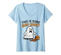 Donna This Is Some Boo Sheet - Splled Coffee Halloween Ghost Maglietta con Collo a V