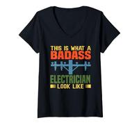Donna This Is What An Electrician Look Like Electrical Job Title Maglietta con Collo a V