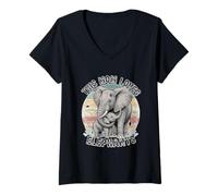 Donna This Mom Loves Elephants Retro Animal Lover Maglietta con Collo a V