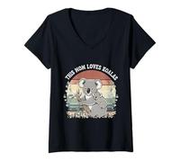 Donna This Mom Loves Koalas Vintage Retro Animal Design Maglietta con Collo a V