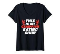 Donna This My Crayfish Eatin Shirt Crawfish Cajun Donne Uomini Bambini Maglietta con Collo a V