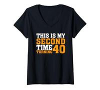 Donna This My Second Time Turning 40 Funny 80th Birthday Maglietta con Collo a V