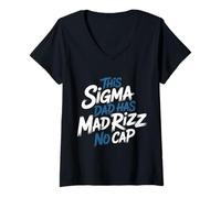 Donna This Sigma Dad Has Mad Rizz No cap Slang dei Meme - Maglietta con Collo a V