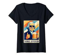 Donna Thomas Jefferson Ritratto Maglietta con Collo a V