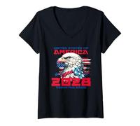 Donna Thomas Massie Election 2028 President USA Flag Bald Eagle Maglietta con Collo a V