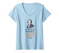 Donna Thomas Paine Common Sense 1776 Storia Ritratto Maglietta con Collo a V