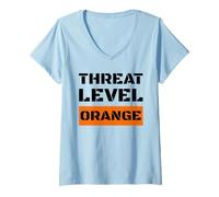 Donna Threat Level Orange High Risk of Trump Ruining America Maglietta con Collo a V