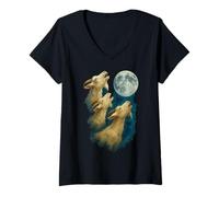 Donna Three Goats Howling At The Moon 3 Goats Moon Maglietta con Collo a V