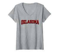 Donna Throwback Oklahoma Classic Varsity Vintage Ok Maglietta con Collo a V