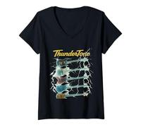 Donna Thunder Tone Lightning Guitar Lover Elettrico Musicisti Rock Maglietta con Collo a V