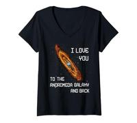 Donna Ti Amo nello Spazio fantascientifico della Galassia di Andromeda e del Retro Maglietta con Collo a V