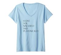 Donna Ti Amo sinceramente e platonicamente Carino Orgoglio asessuale Maglietta con Collo a V