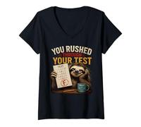 Donna Ti Sei precipitato Attraverso Il Test del Test Meme Test Day Maglietta con Collo a V