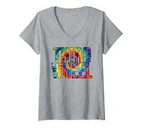 Donna Tie-Dye della Terza Ruota Maglietta con Collo a V