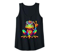 Donna Tie-Dye Hippie Frog, Segno della Pace, Donne, Ragazze, Costume Anni '70 Canotta