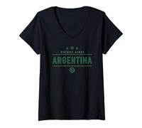 Donna Tifoso di Calcio 2026 Buenos Aires Argentina Maglietta con Collo a V