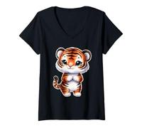 Donna Tiger | Cucciolo di tigre Chibi Maglietta con Collo a V