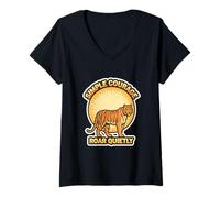 Donna Tiger Simple Roar unisex per adolescenti e giovani amanti della natura alla moda Maglietta con Collo a V