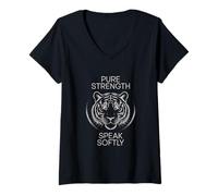 Donna Tiger Simple Roar unisex per adolescenti e giovani amanti della natura alla moda Maglietta con Collo a V